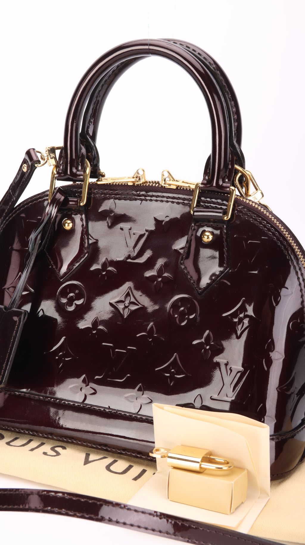 Louis Vuitton Alma BB Patent Leather Burgundy