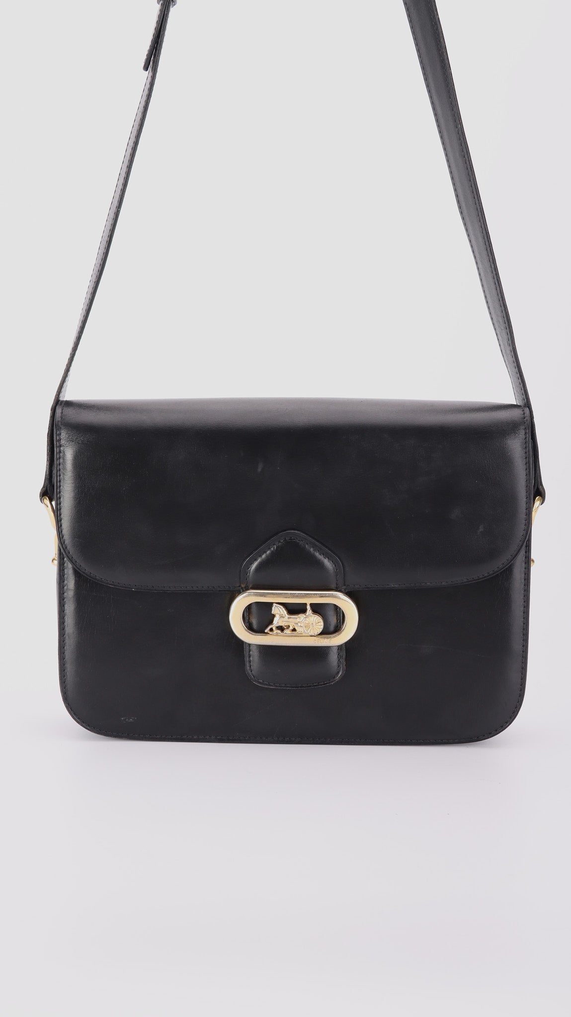Celine Vintage Box Shoulder Bag - Black